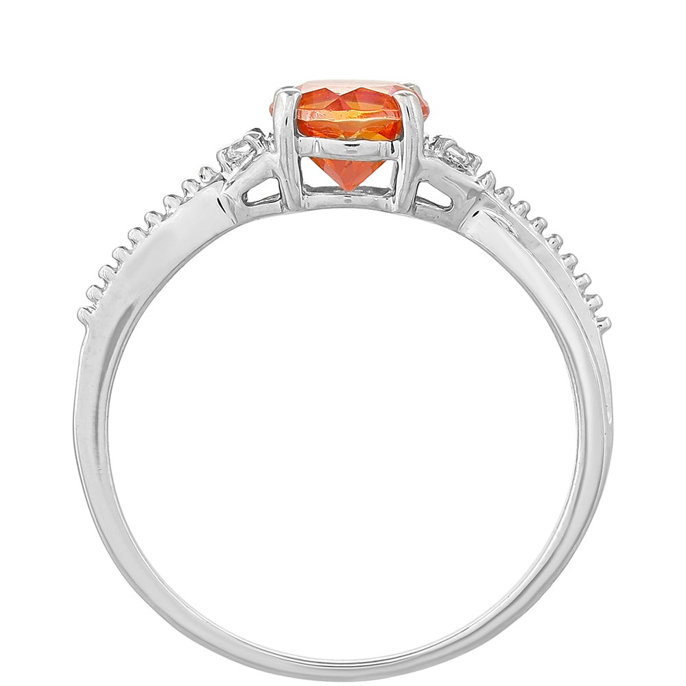 Silberring mit Padparadscha Quarz und weißem Topas
