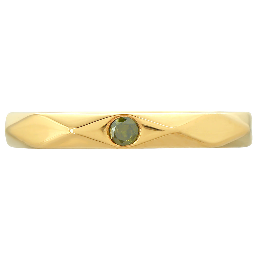 Goldplattierter Silberring mit grünem Diamant 1