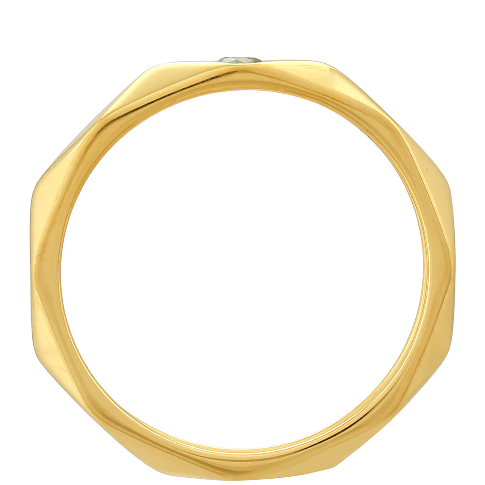 Goldplattierter Silberring mit grünem Diamant 4