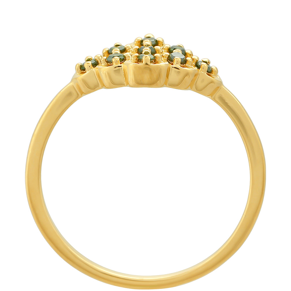 Goldplattierter Silberring mit grünem Diamant