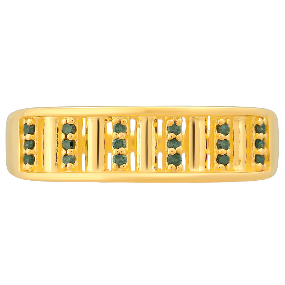 Goldplattierter Silberring mit grünem Diamant