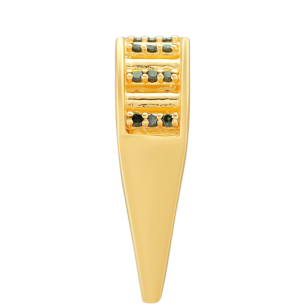 Goldplattierter Silberring mit grünem Diamant