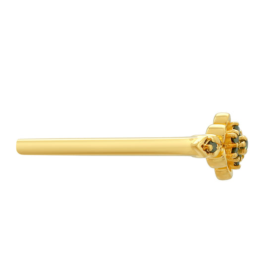 Goldplattierter Silberring mit grünem Diamant