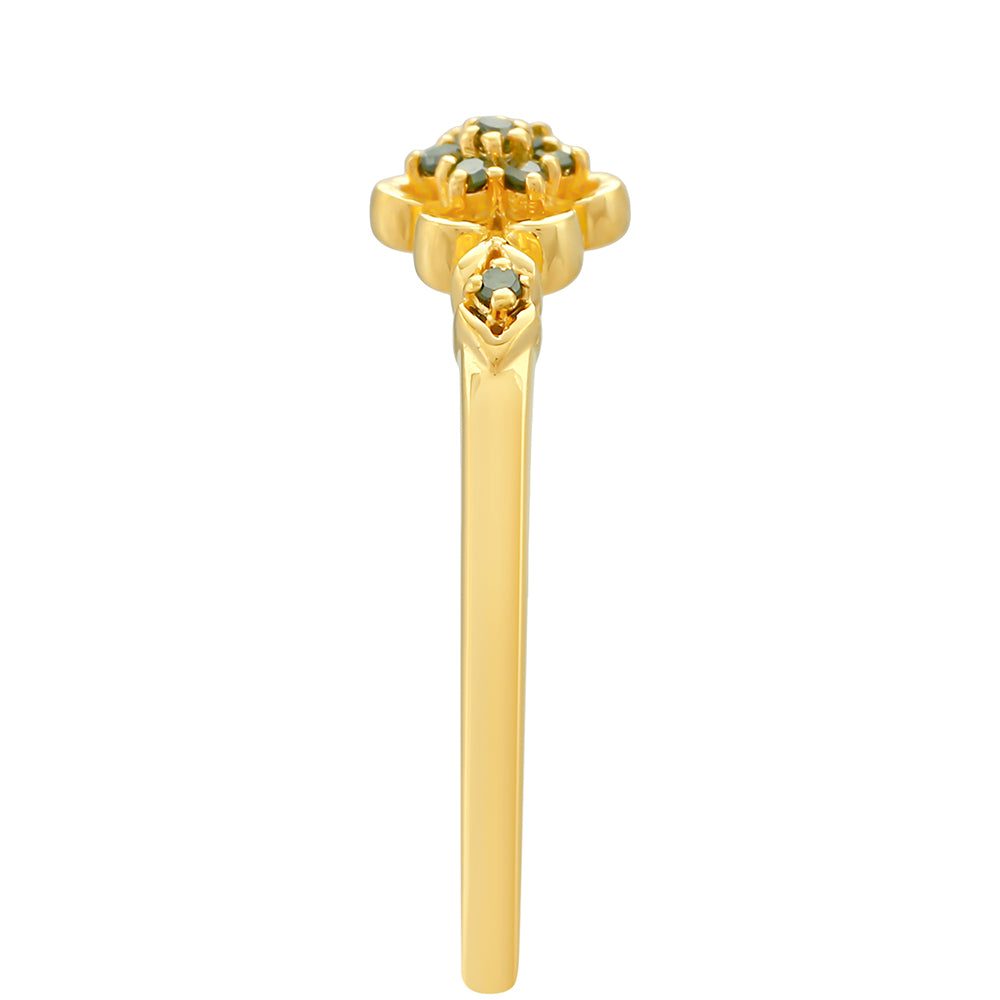 Goldplattierter Silberring mit grünem Diamant