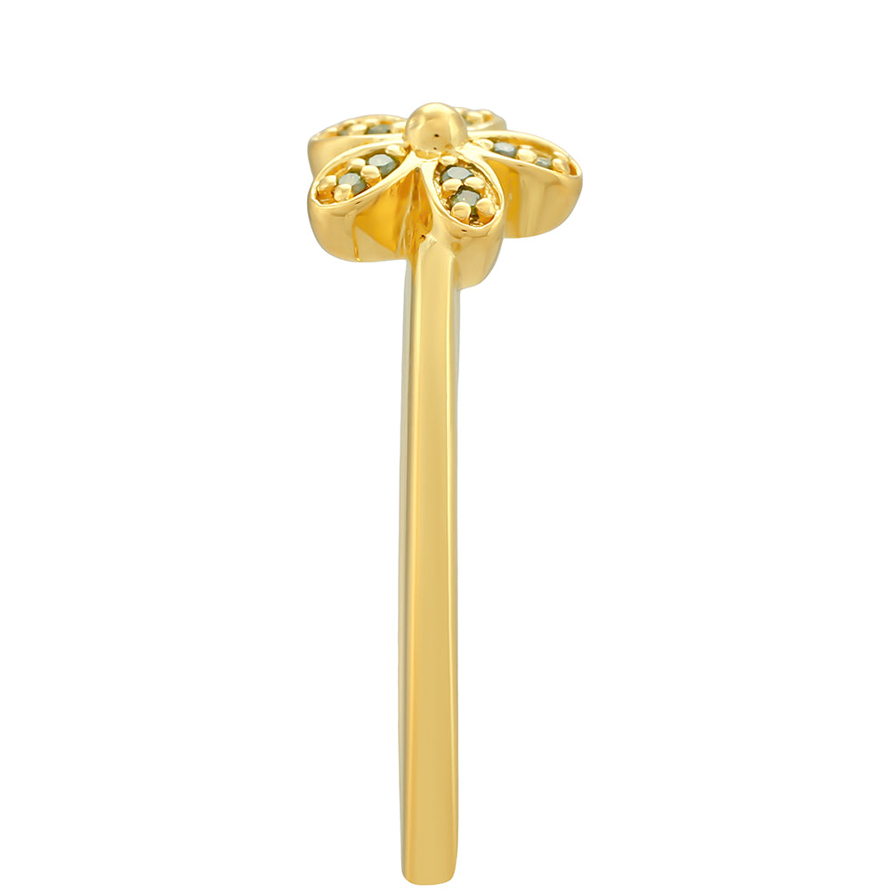 Goldplattierter Silberring mit grünem Diamant