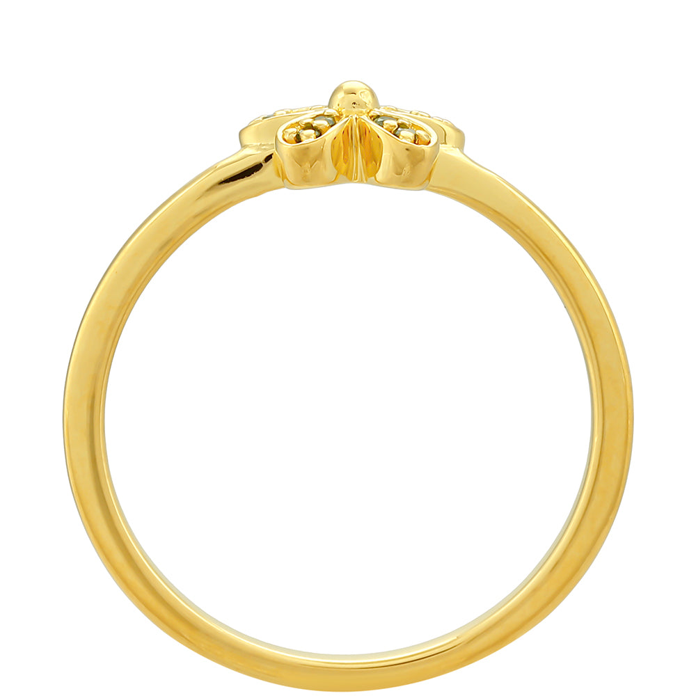 Goldplattierter Silberring mit grünem Diamant