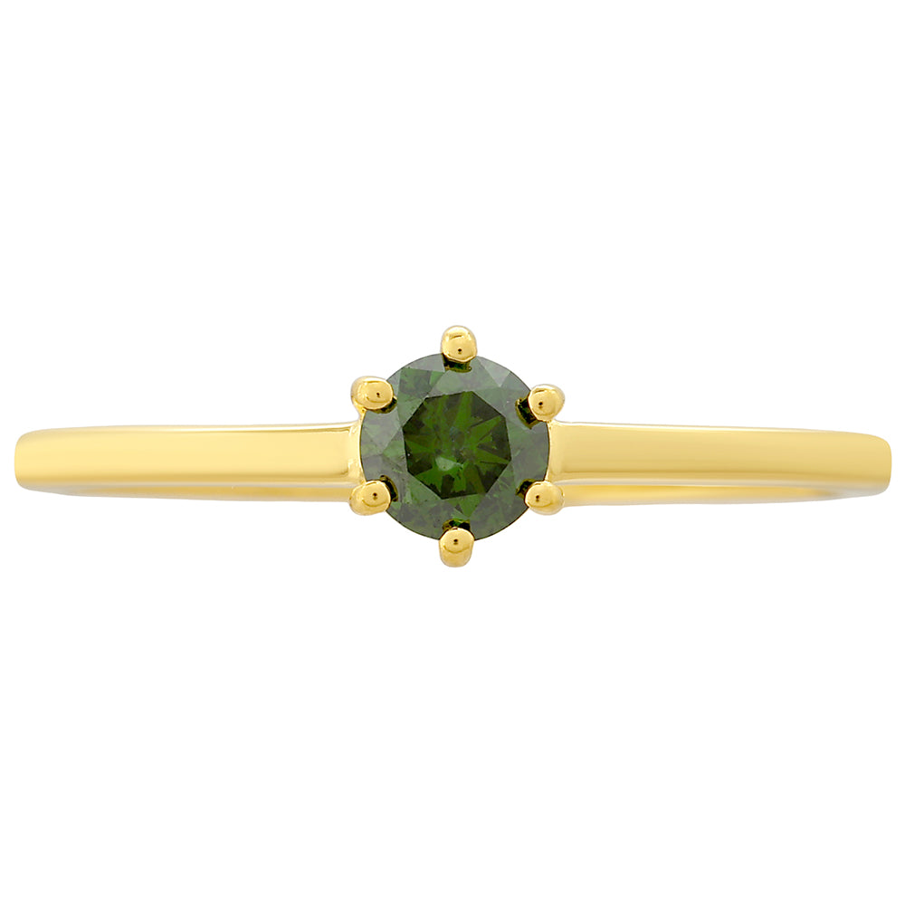 Goldplattierter Silberring mit grünem Diamant