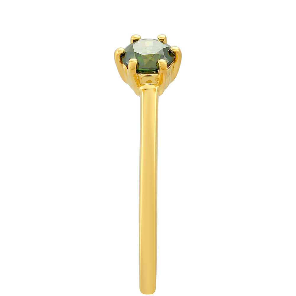 Goldplattierter Silberring mit grünem Diamant