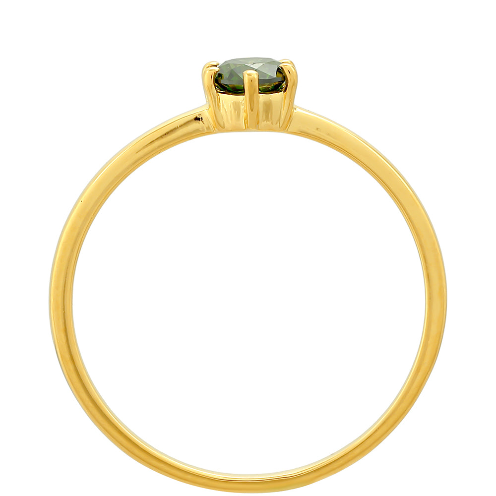 Goldplattierter Silberring mit grünem Diamant