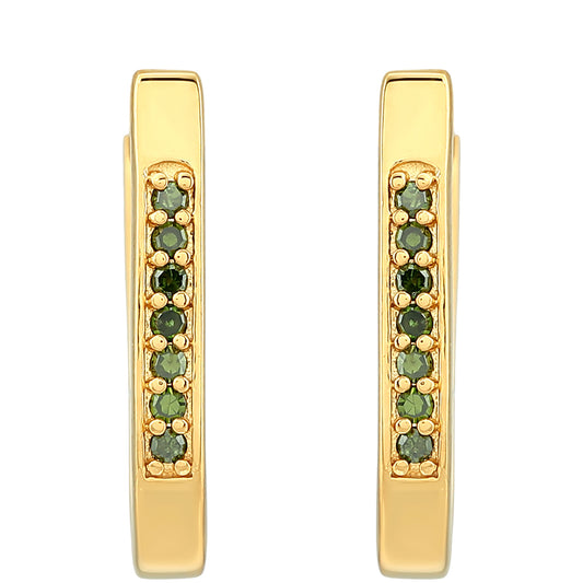 Goldplattierte Silberohrringe mit grünem Diamant