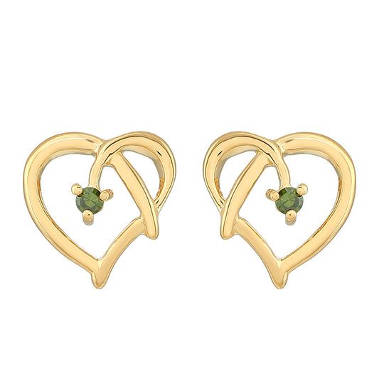 Goldplattierte Silberohrringe mit grünem Diamant