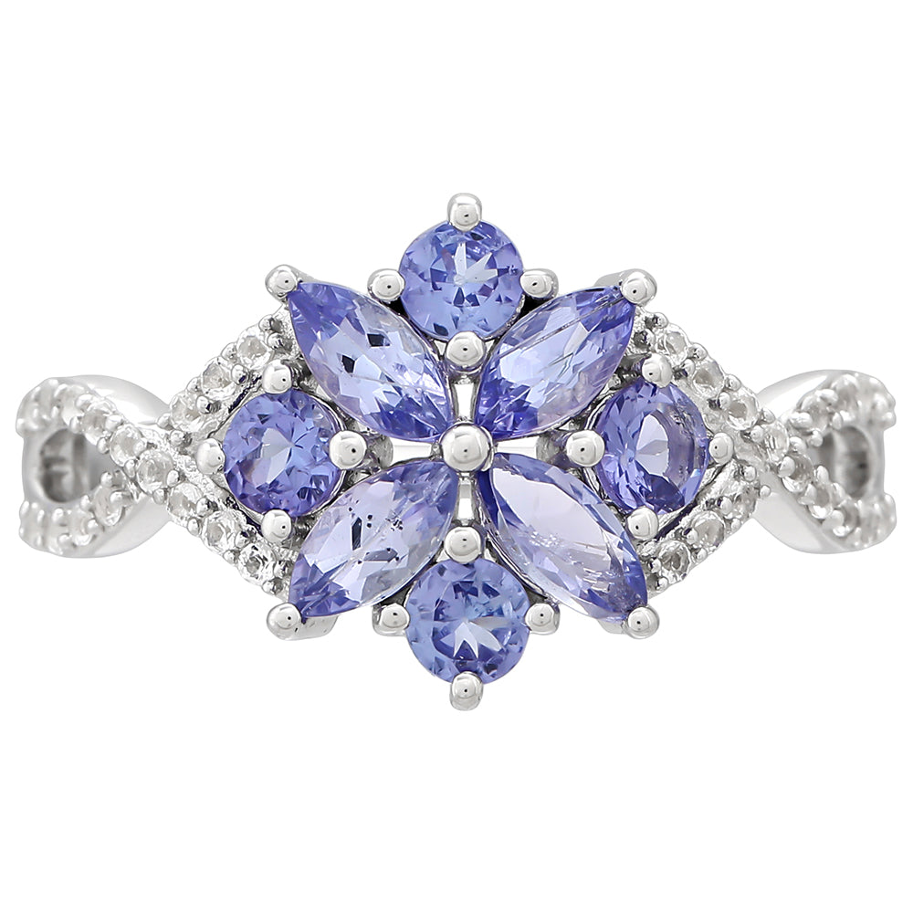 Silberring mit Tansanit - Klasse AAA