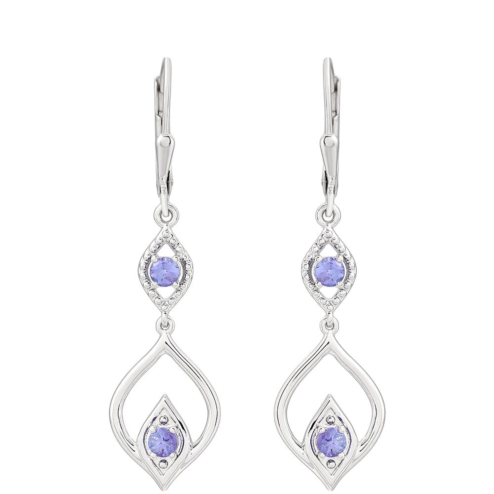 Silberohrringe mit Tansanit - Klasse AAA 1