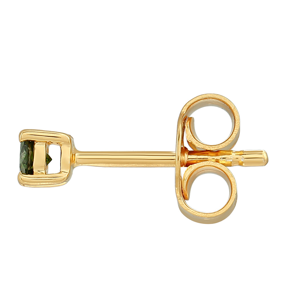 Goldplattierte Silberohrringe mit grünem Diamant