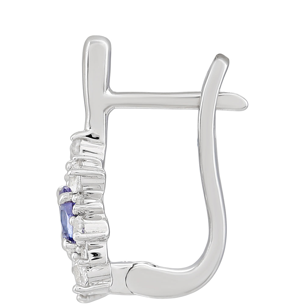 Silberohrringe mit Tansanit - Klasse AAA und weißem Topas