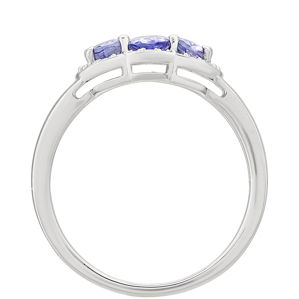 Silberring mit Tansanit - Klasse AAA und weißem Topas