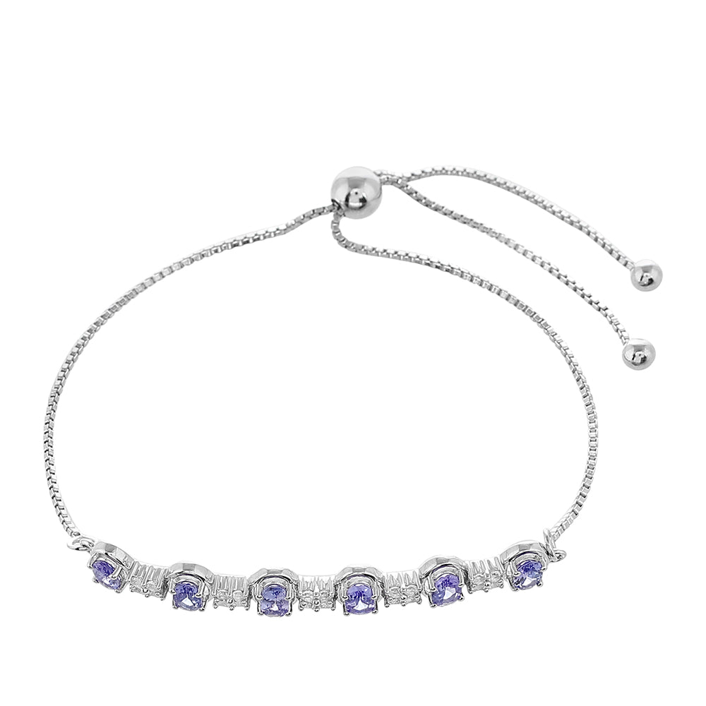 Silberarmband mit Tansanit - Klasse AAA und weißem Topas
