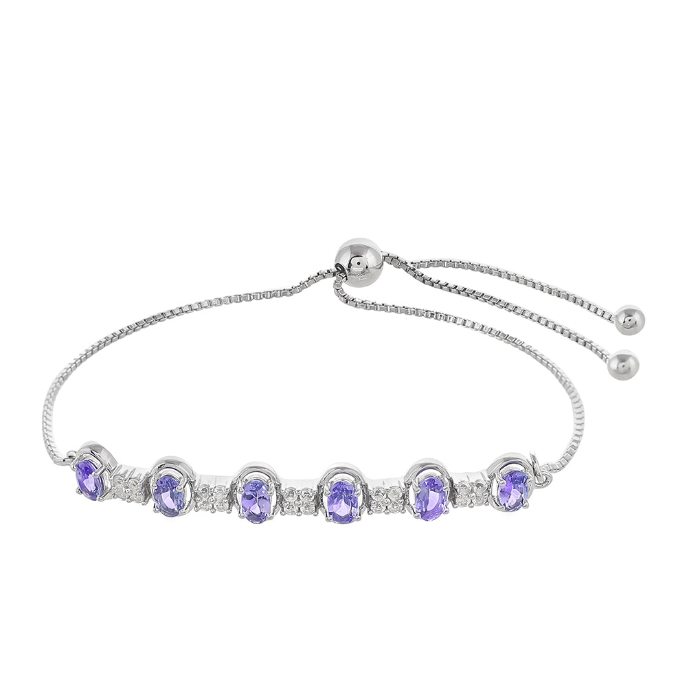 Silberarmband mit Tansanit - Klasse AAA und weißem Topas