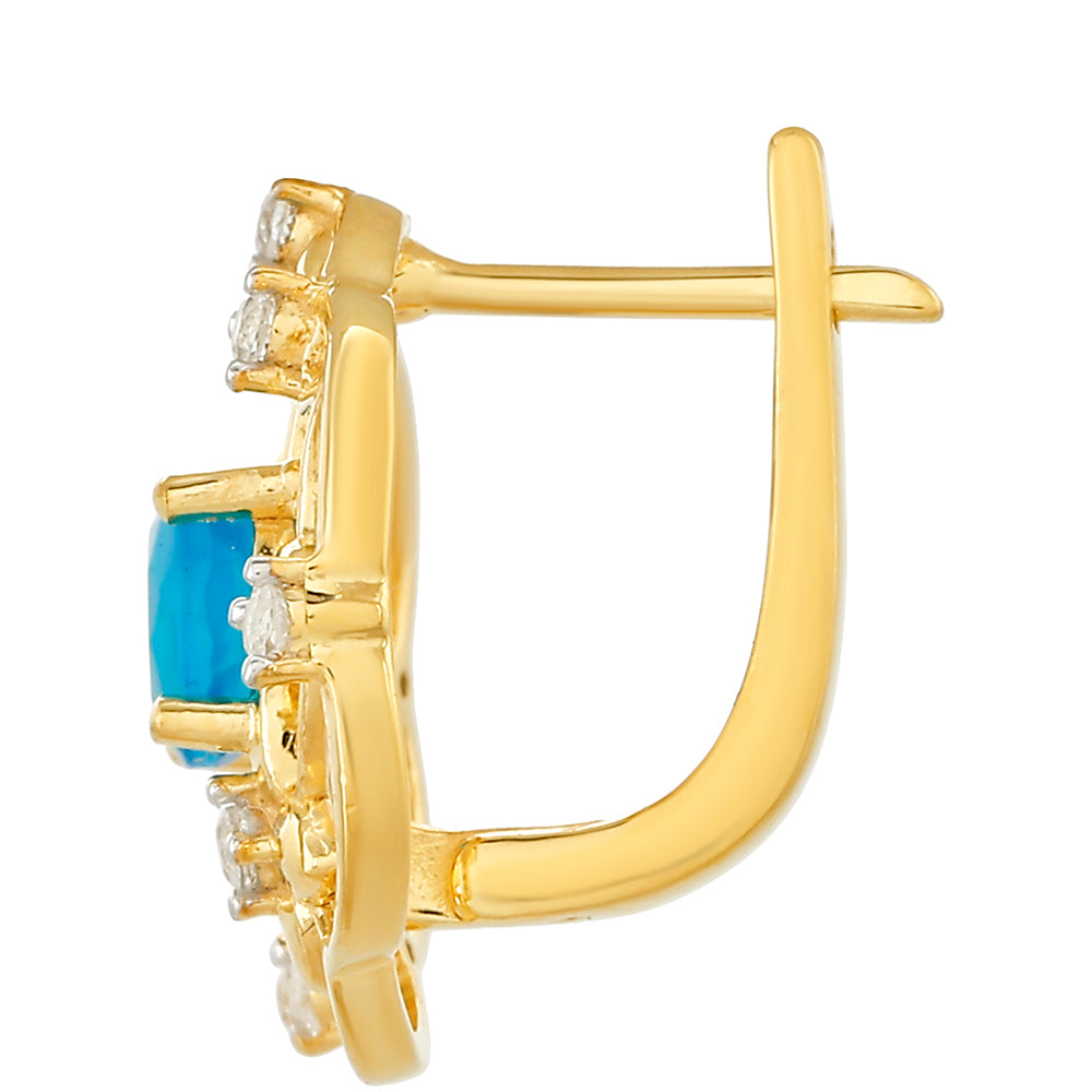 Goldplattierte Silberohrringe mit äthiopischem Paraiba-Blauopal und weißem Topas 2