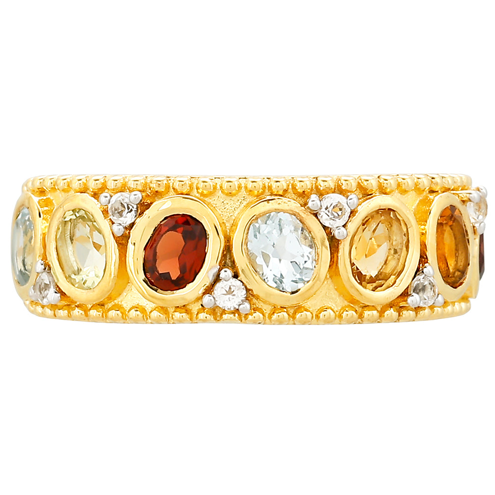 Goldplattierter Silberring mit Granat und Citrin aus Madeira