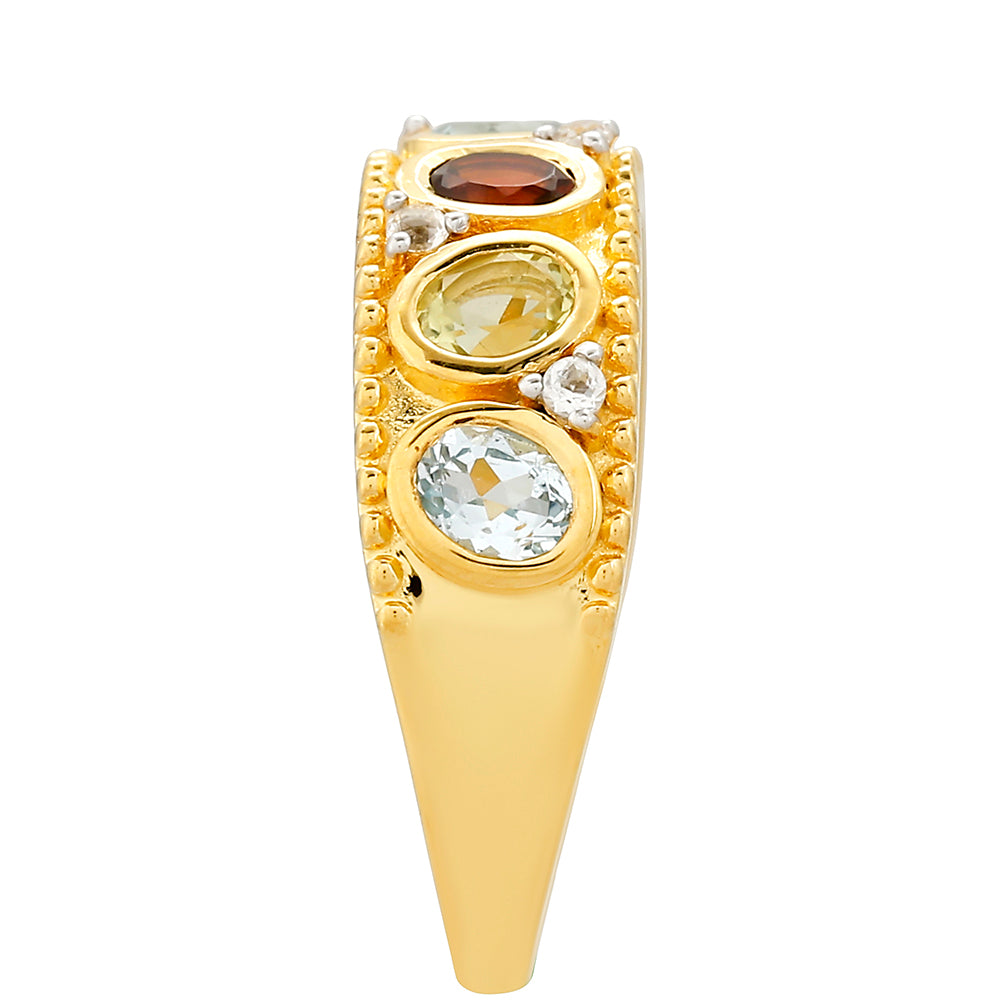 Goldplattierter Silberring mit Granat und Citrin aus Madeira