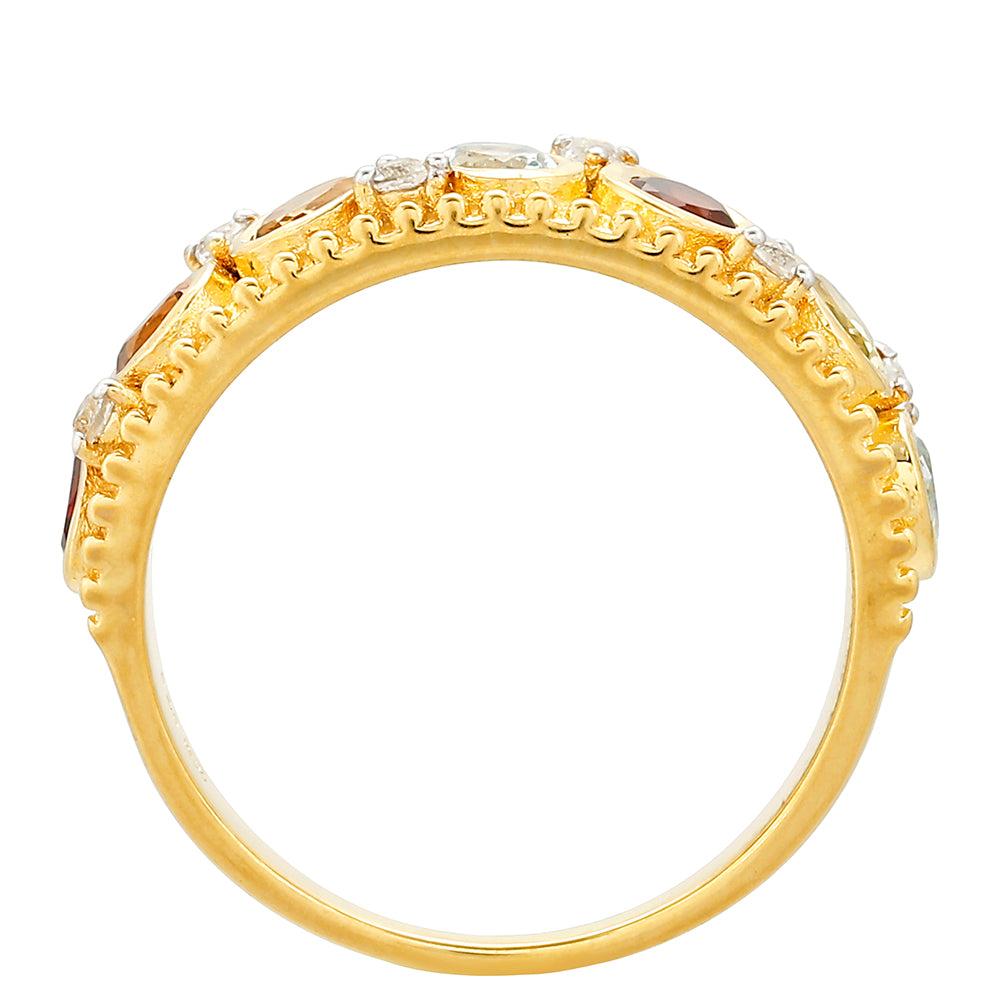 Goldplattierter Silberring mit Granat und Citrin aus Madeira
