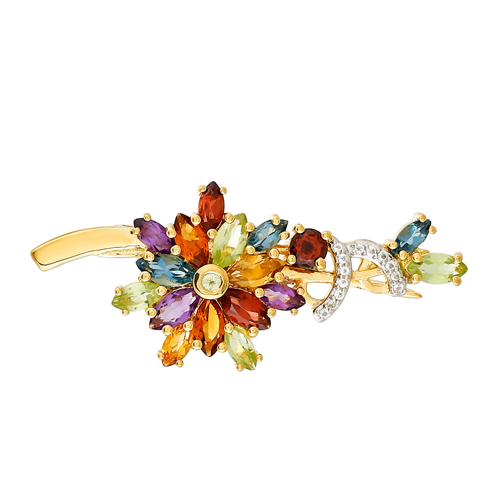 Goldplattierte Silberbrosche mit Amethyst und Citrin aus Madeira
