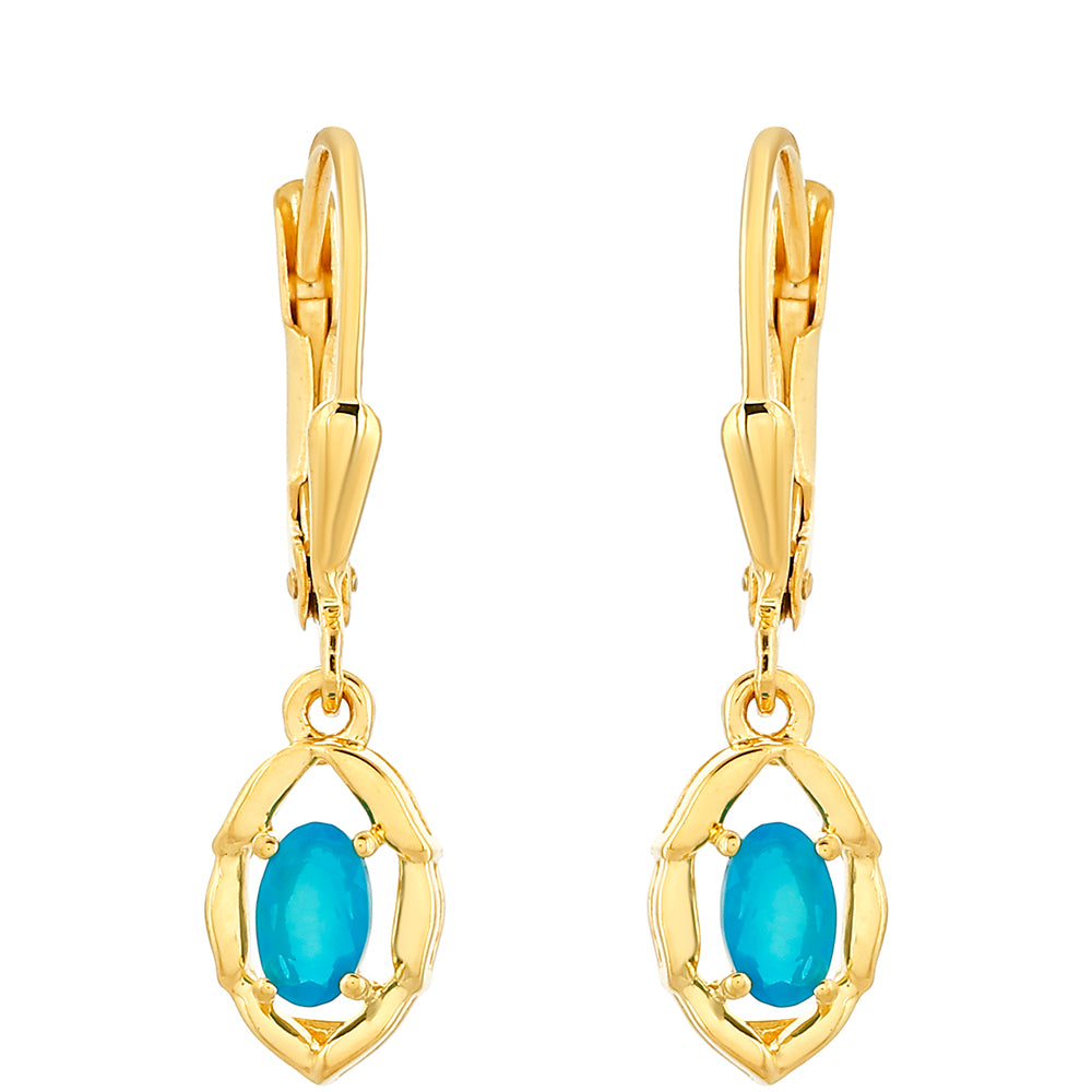Goldplattierte Silberohrringe mit äthiopischem Paraiba-Blauopal 1