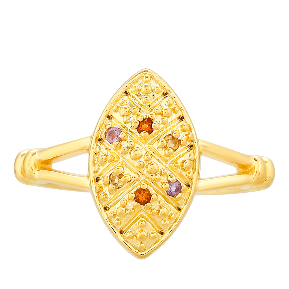 Goldplattierter Silberring mit Amethyst und Citrin aus Madeira 1