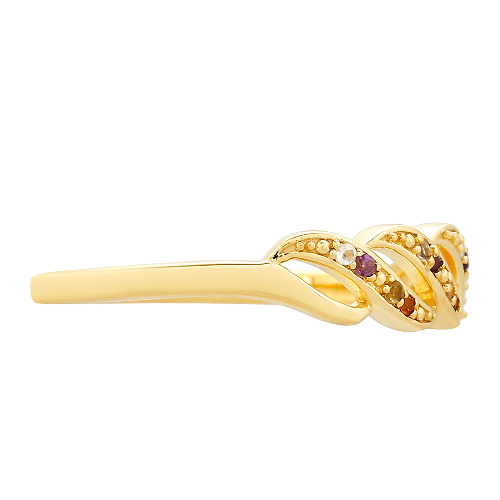 Goldplattierter Silberring mit Amethyst und Citrin aus Madeira