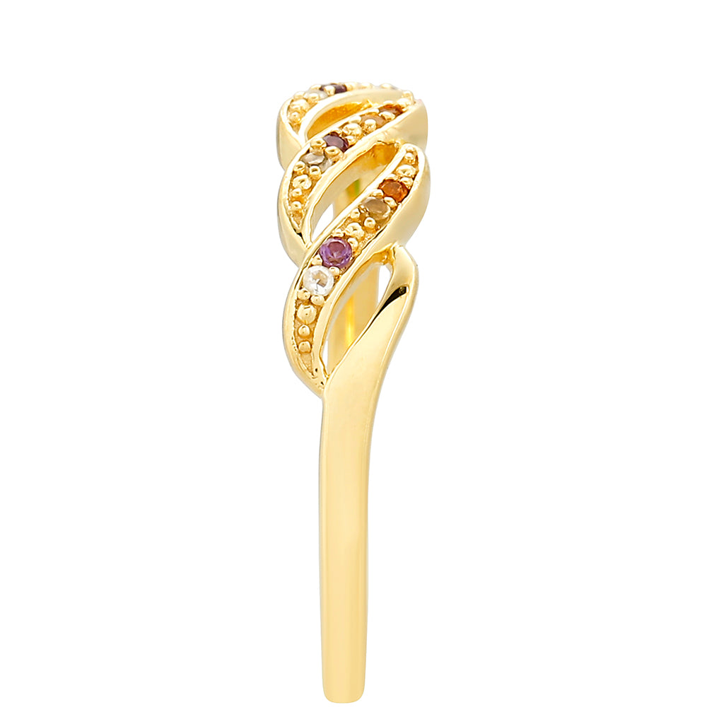Goldplattierter Silberring mit Amethyst und Citrin aus Madeira