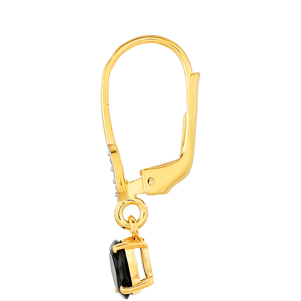 Goldplattierte Silberohrringe mit schwarzem Turmalin und weißem Topas