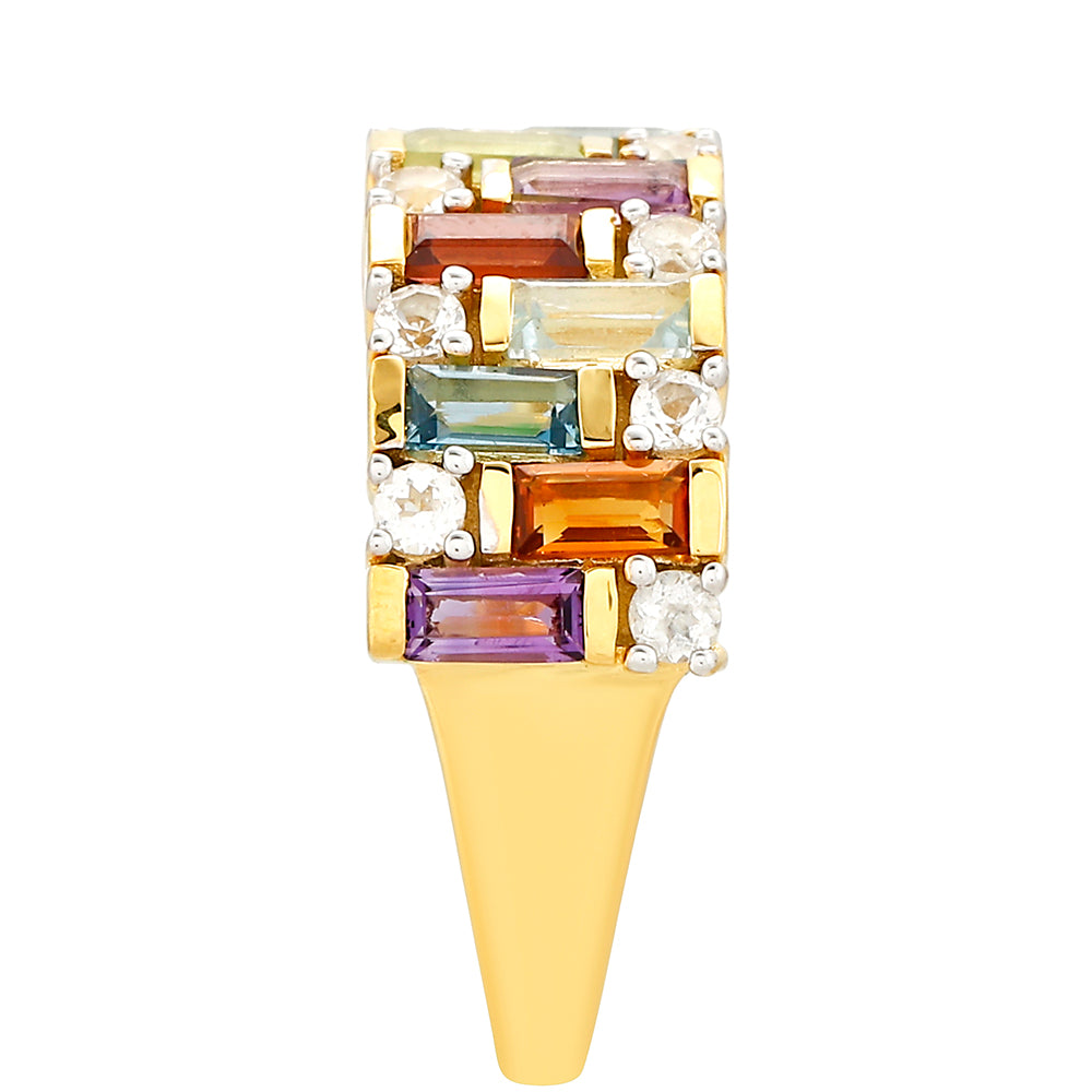 Goldplattierter Silberring mit Amethyst und Zitrin