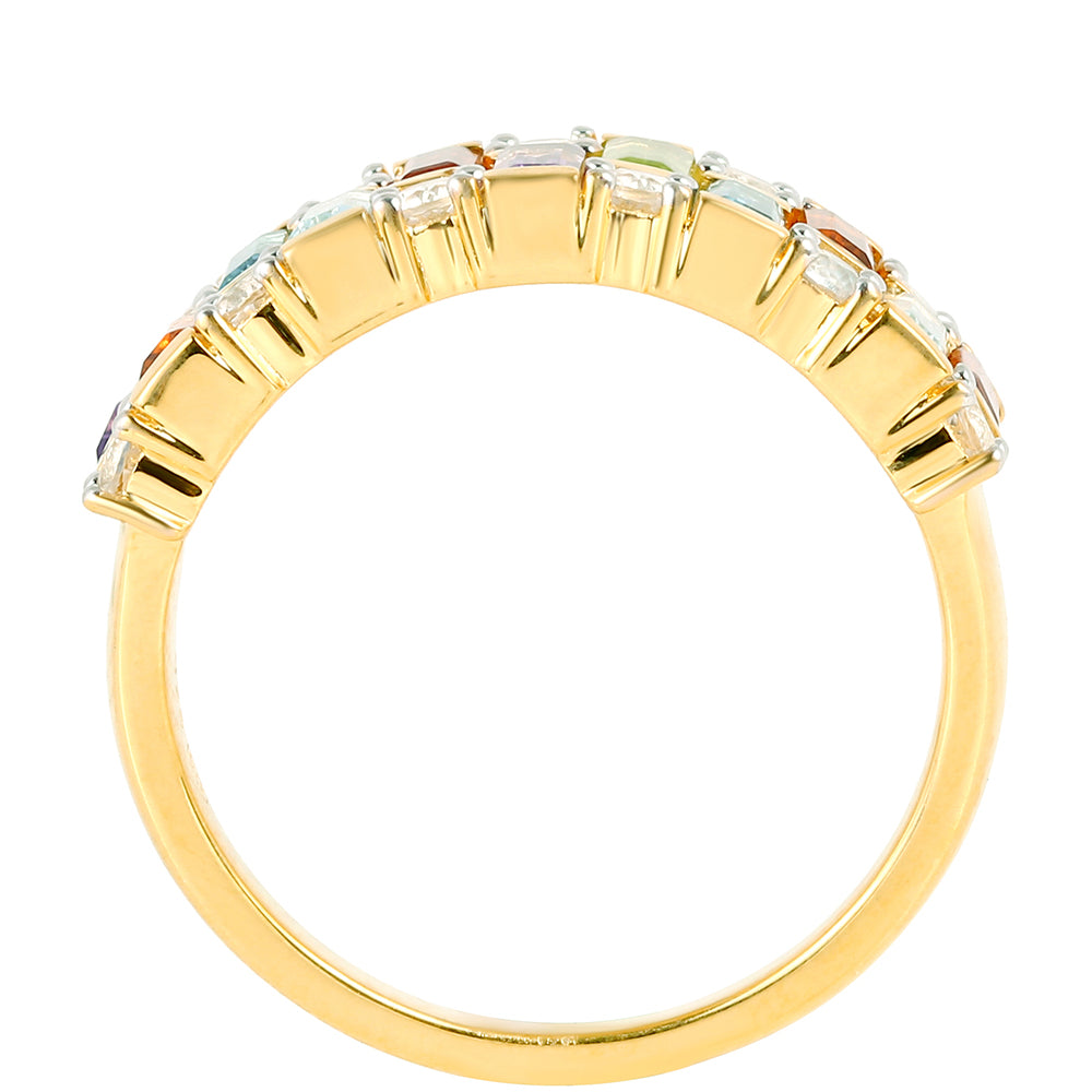 Goldplattierter Silberring mit Amethyst und Zitrin