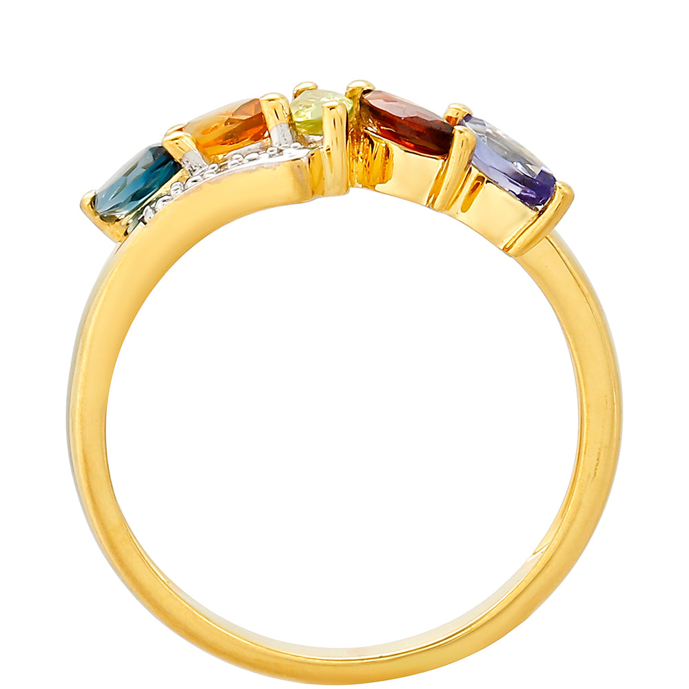 Goldplattierter Silberring mit Tansanit und Zitrin 4