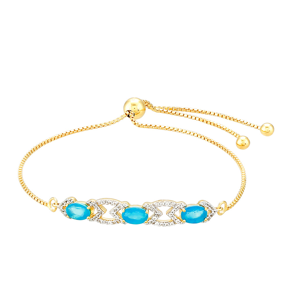 Goldplattiertes Silberarmband mit äthiopischem Paraiba-Blauopal und weißem Topas 1