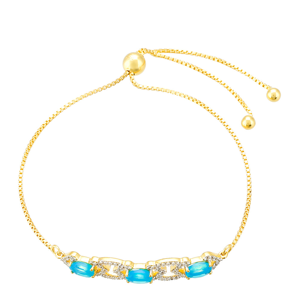 Goldplattiertes Silberarmband mit äthiopischem Paraiba-Blauopal und weißem Topas 2