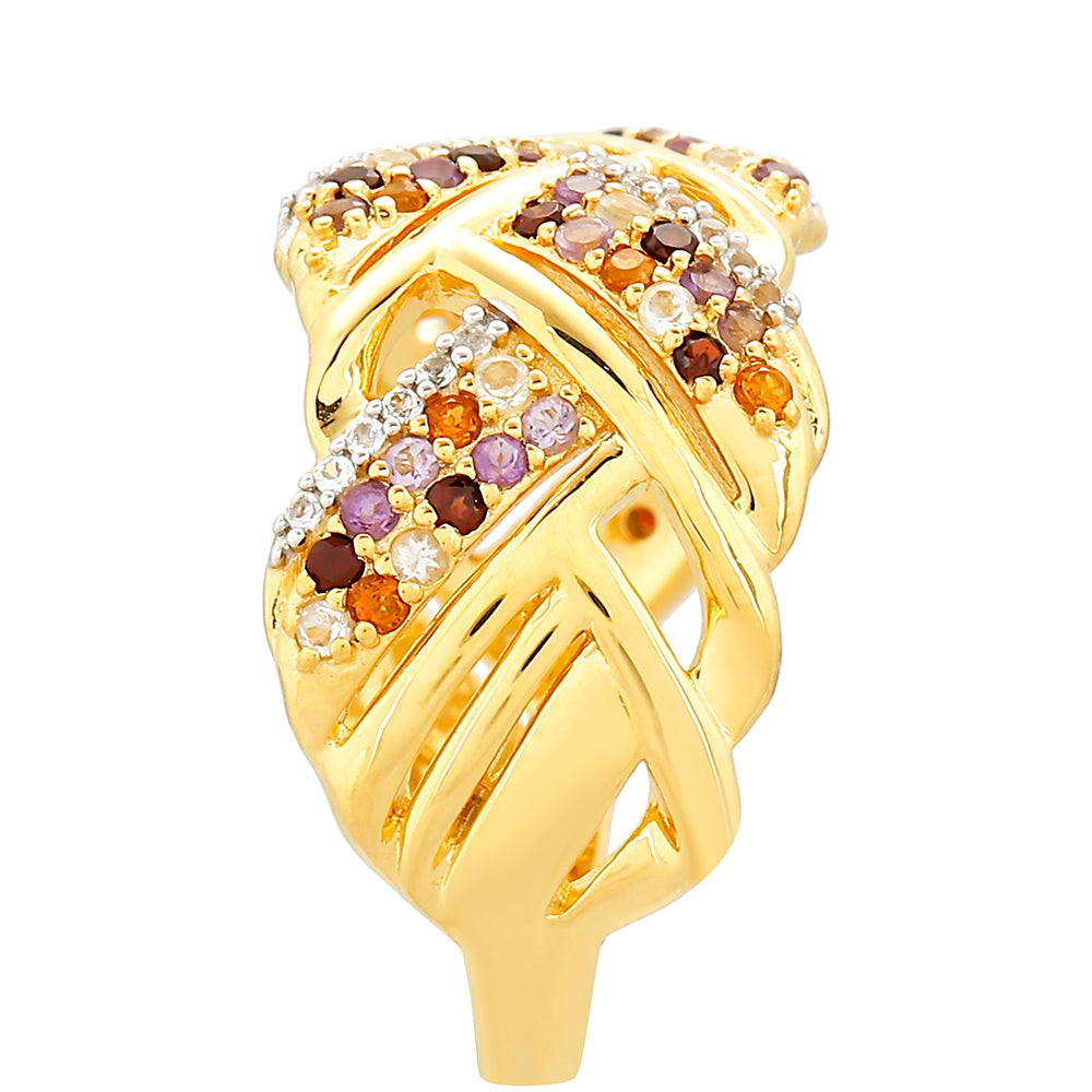 Goldplattierter Silberring mit Amethyst und Citrin aus Madeira