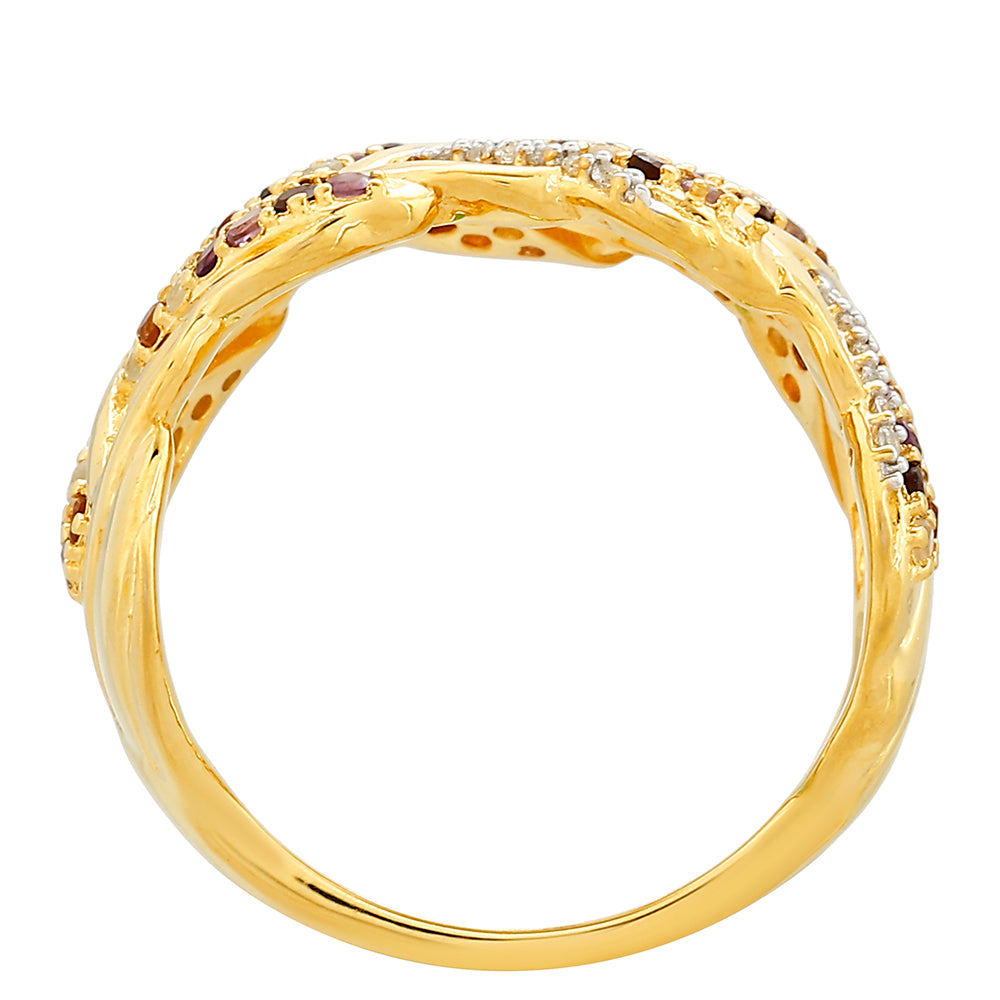Goldplattierter Silberring mit Amethyst und Citrin aus Madeira