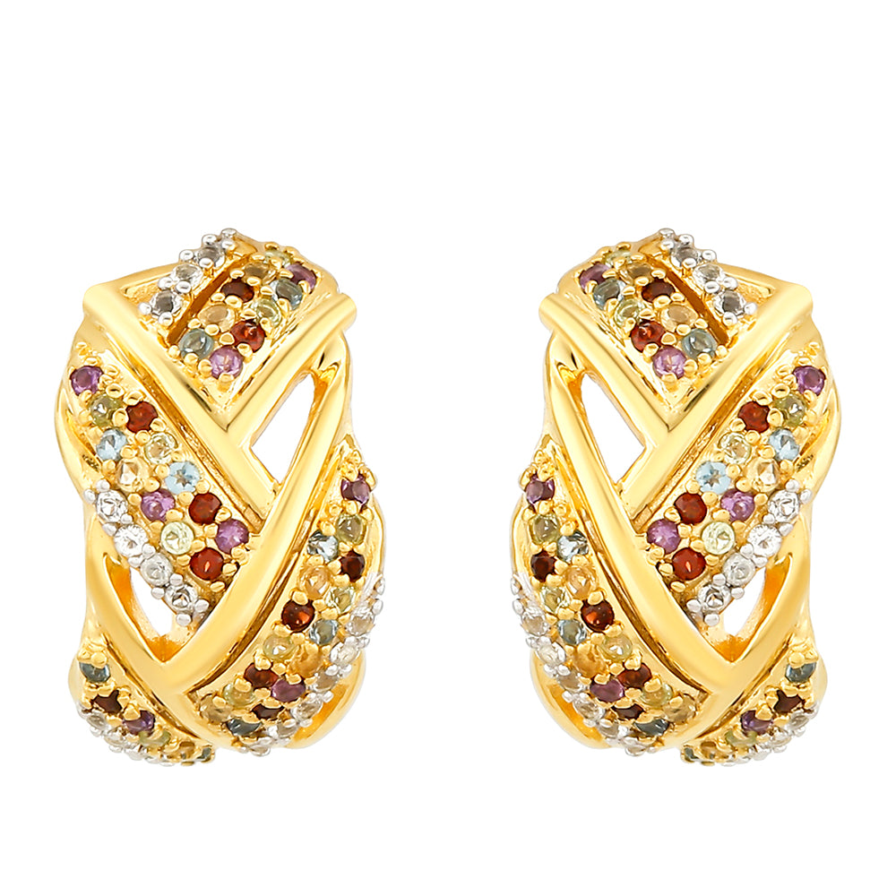 Goldplattierte Silberohrringe mit Amethyst und Zitrin 1
