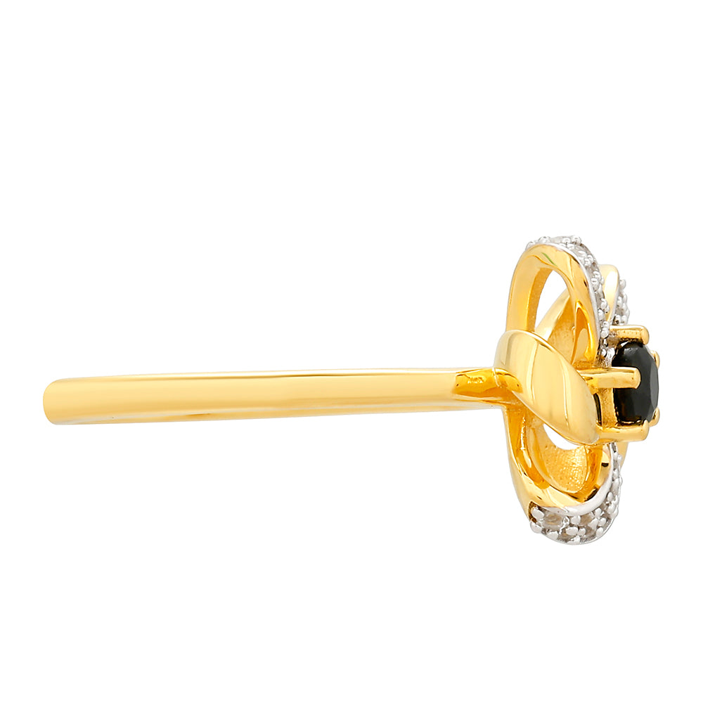Goldplattierter Silberring mit schwarzem Turmalin und weißem Topas 2