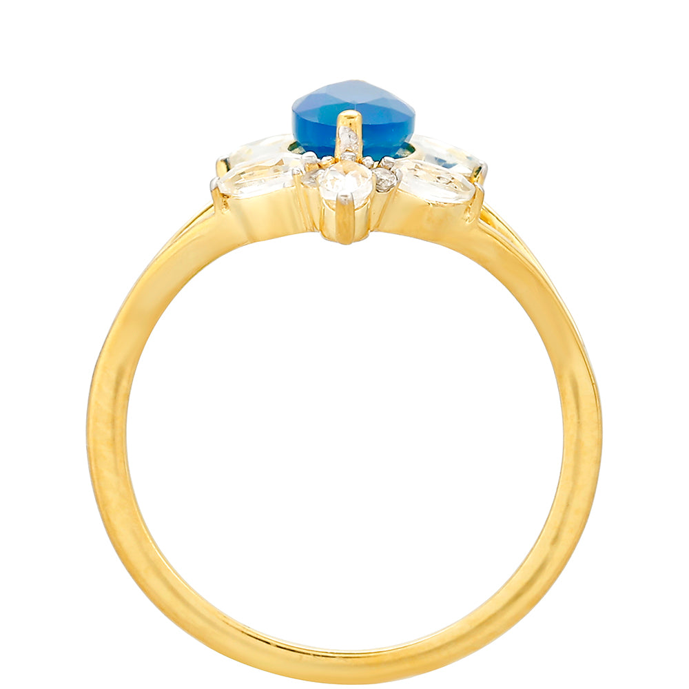 Goldplattierter Silberring mit äthiopischem Paraiba-Blauopal und weißem Topas