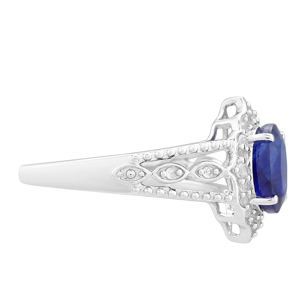 Silberring mit Thai Saphir und weißem Topas