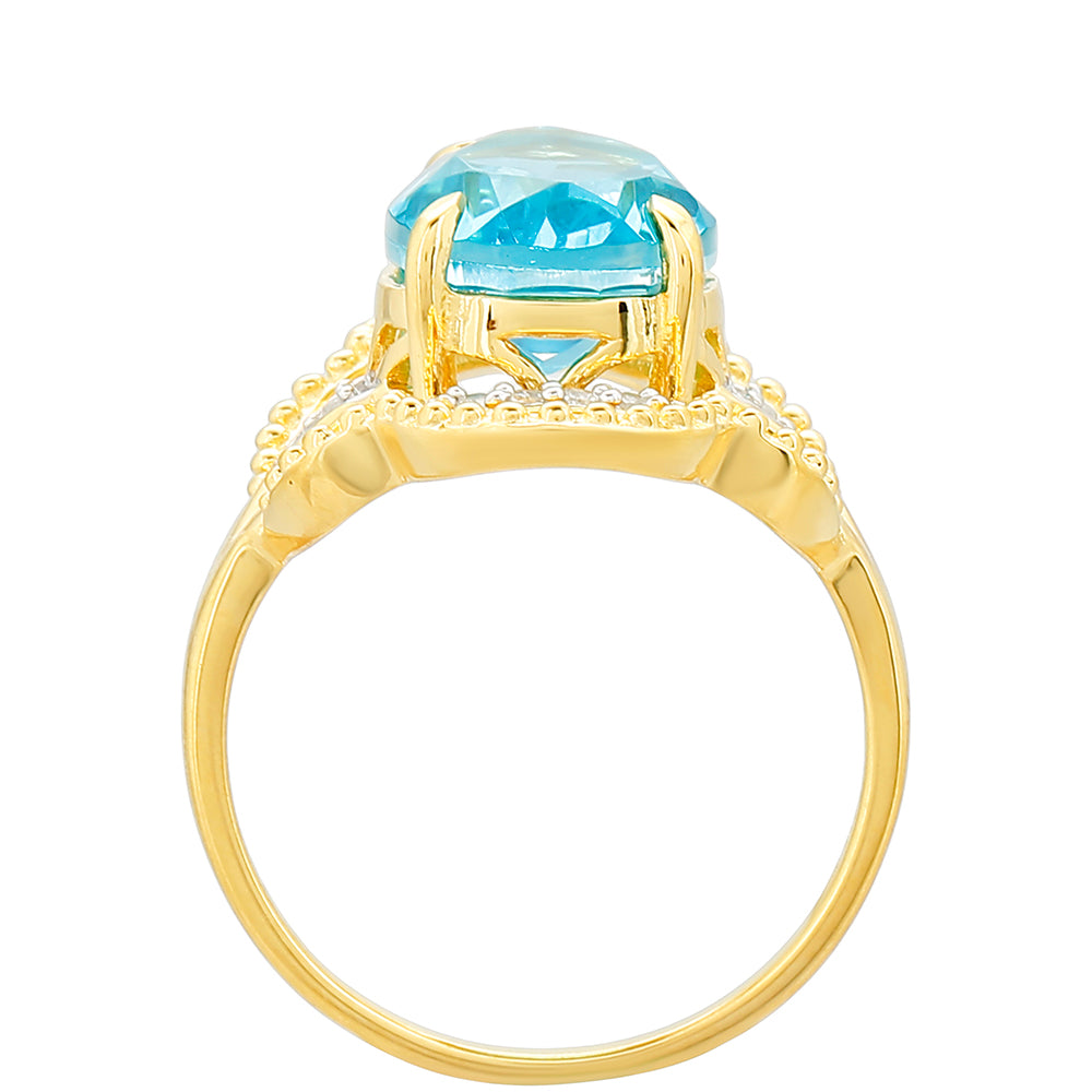 Goldplattierter Silberring mit Paraiba Quarz und weißem Topas 4