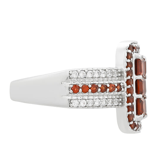 Silberring mit Granat und weißem Topas