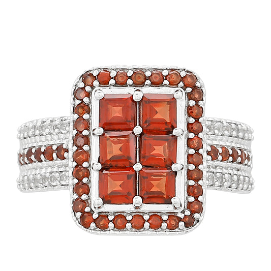 Silberring mit Granat und weißem Topas