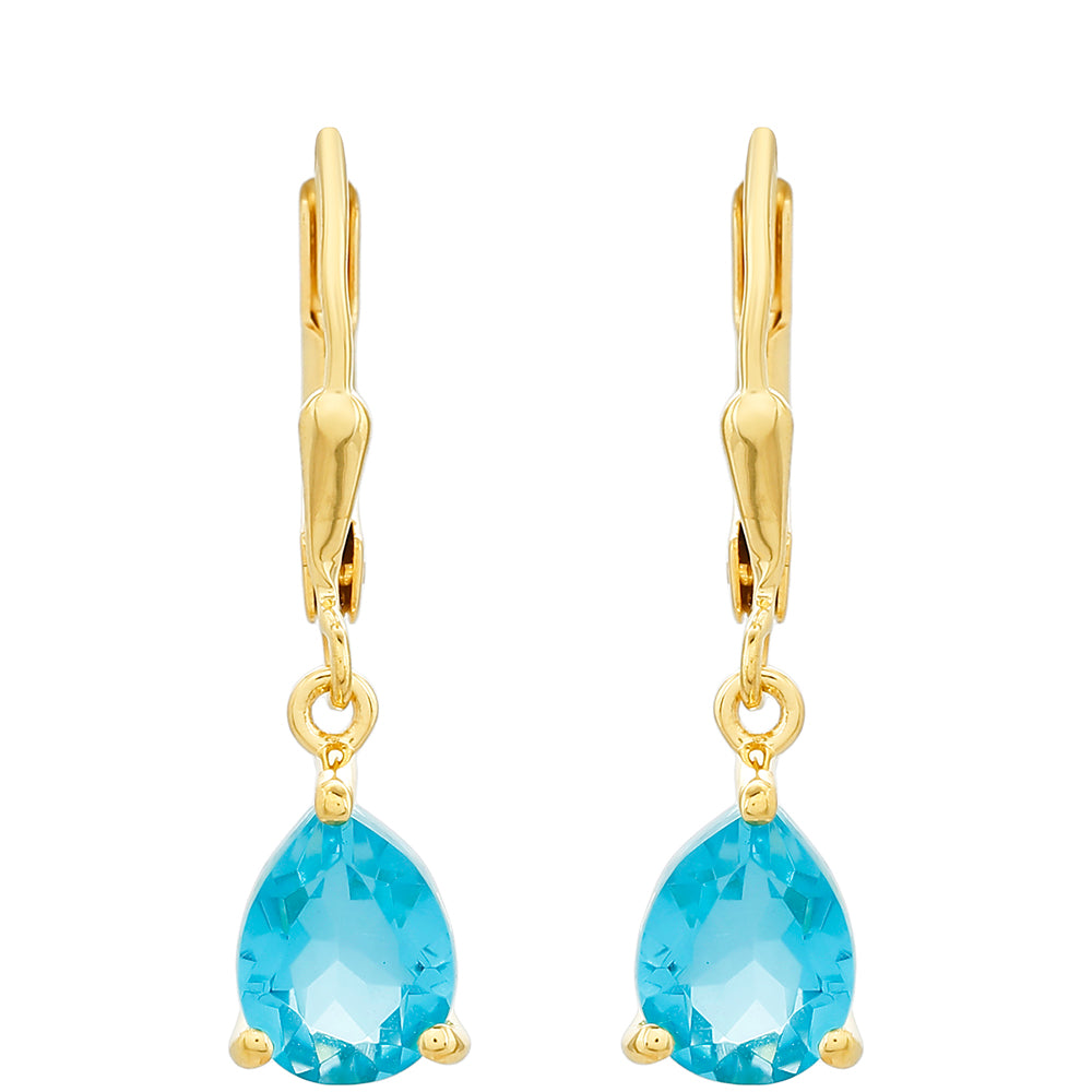 Goldplattierte Silberohrringe mit Paraiba Quarz 1