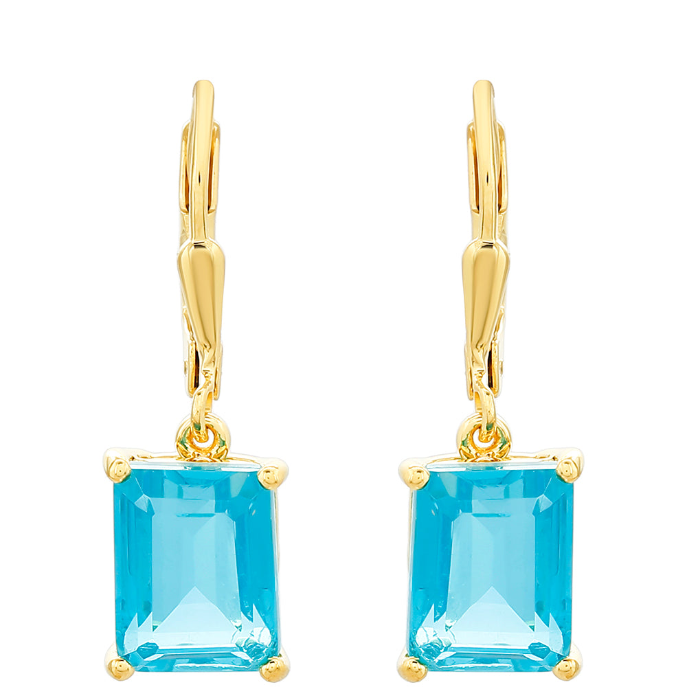 Goldplattierte Silberohrringe mit Paraiba Quarz 1