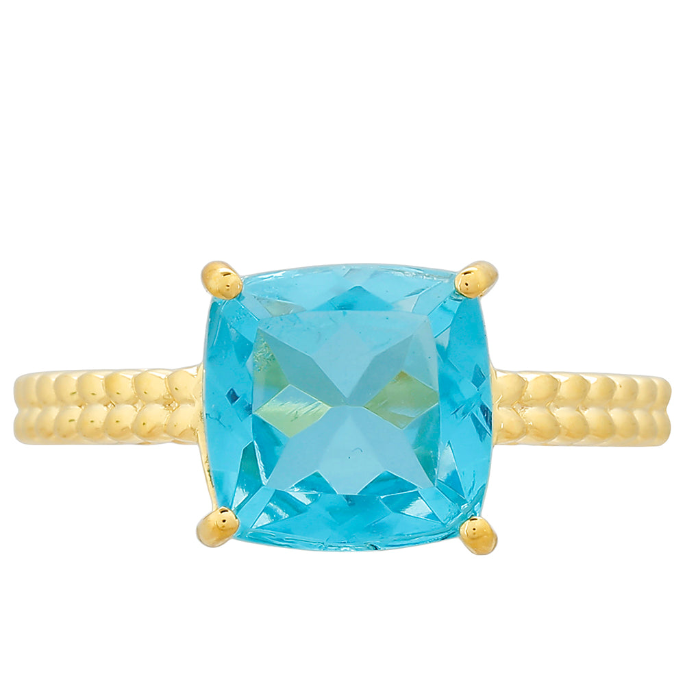 Goldplattierter Silberring mit Paraiba Quarz 1