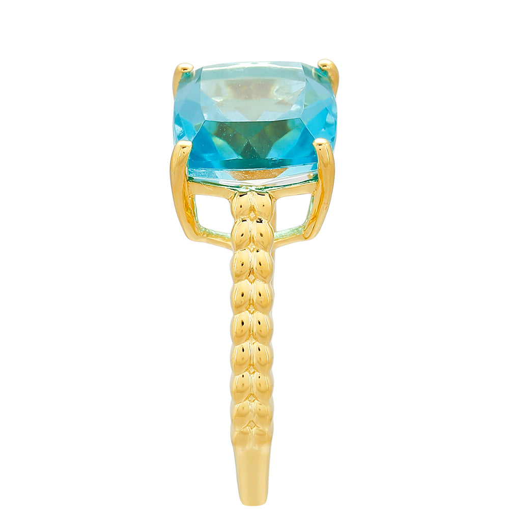 Goldplattierter Silberring mit Paraiba Quarz